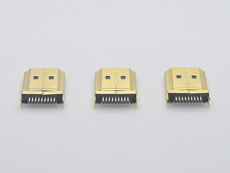 HDMI A TYPE 19P 夹板公头1.6 铁壳-针长2.0