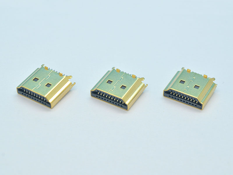 HDMI Category 3 Connectors 夹板公头1.6 外壳镀金 HDMI Category 3 Connectors 夹板公头1.6 外壳镀金