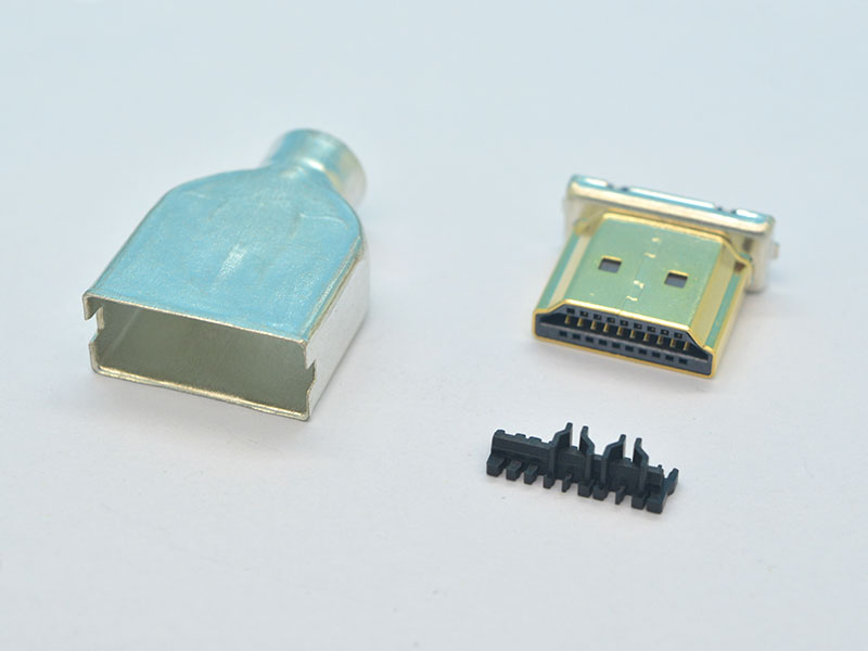 HDMI  Category 3 Connectors焊线式公头 带一体式马口铁款